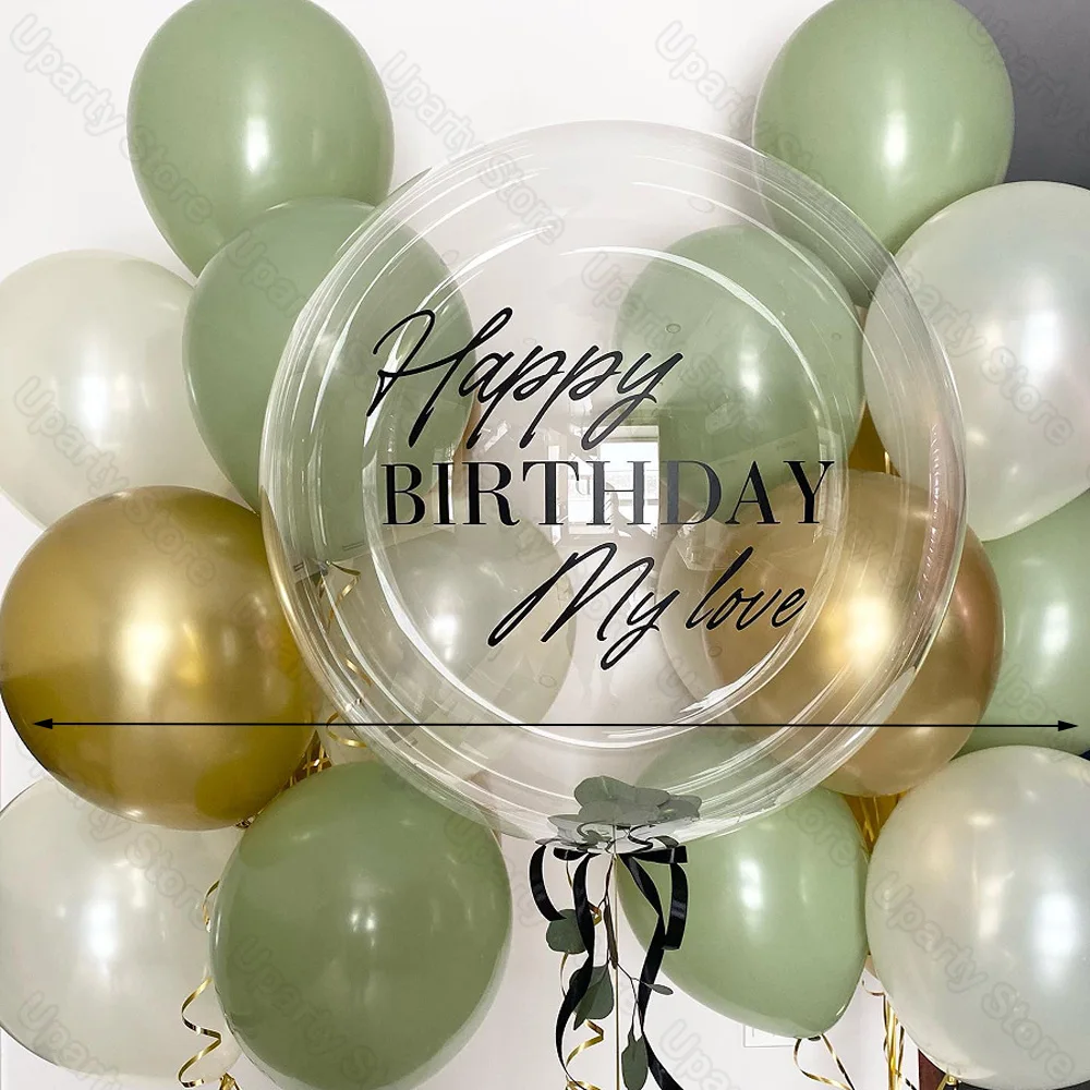 Gold Personalized Name Sticker Clear Bubble Balloons Custom Sticker for Birthday Wedding Baby Shower Party Christmas Decoration