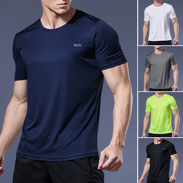 Men's Short Sleeve Gym T-shirts Fitness Compression Tight Quick Dry Soccer  Jersey Sportswear Running Sport T shirt Breathable - AliExpress