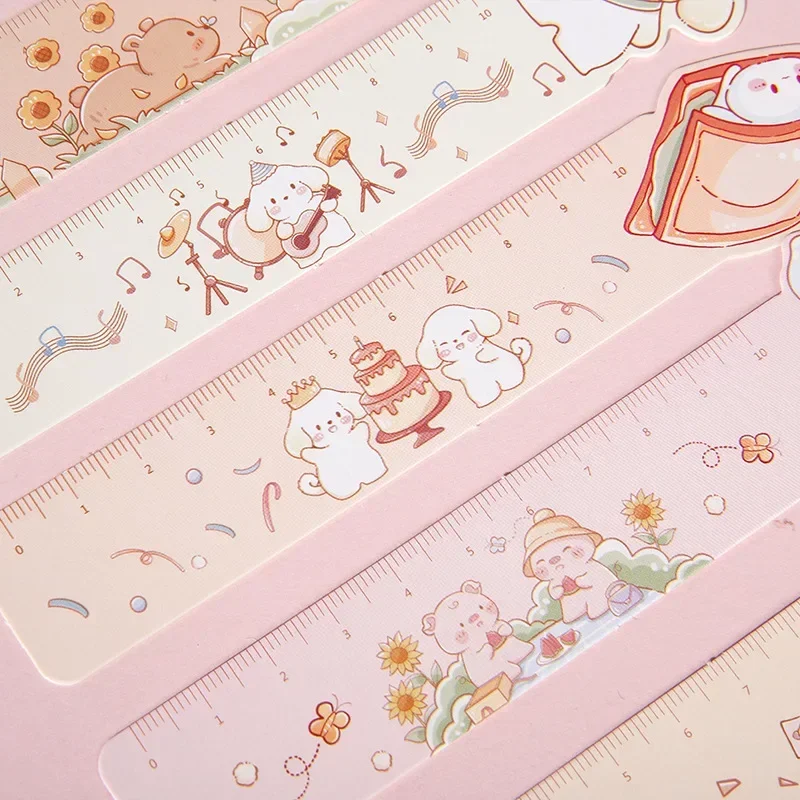 30pcs/box Paper Bookmarks Kawaii Ruler Measuring Scale Book Page Holder Korean Stationery Students Reading Tools Message Card