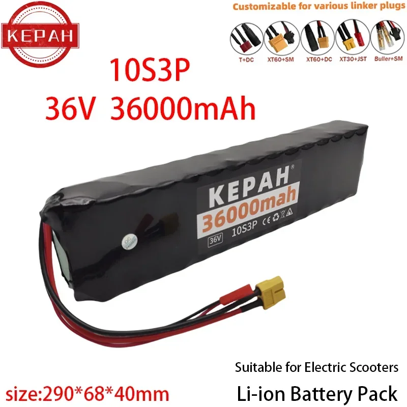 Batterie Li-Ion 36V 30Ah Pour Vélo/trottinette électrique - BMS 20A Intégré - 10S3P - Avec Chargeur