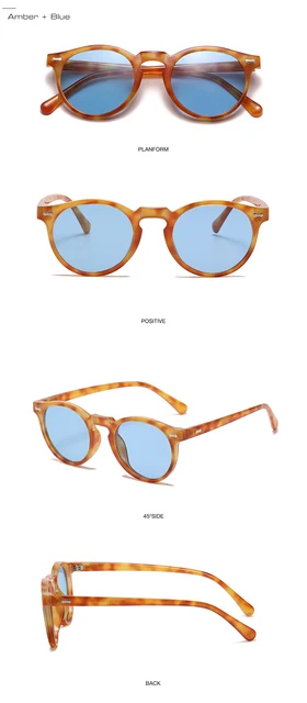 SO&EI Retro Runde Polarisierte Sonnenbrille Frauen Mode Nieten Dekoration Shades UV400 Männer Punk Dunkelgrün Sonnenbrille_voghion.com