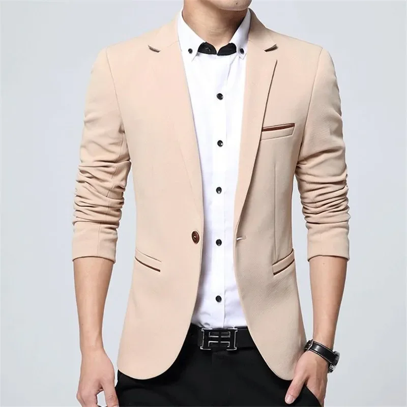 Men Blazer Spring Fashion Cotton Slim Fit