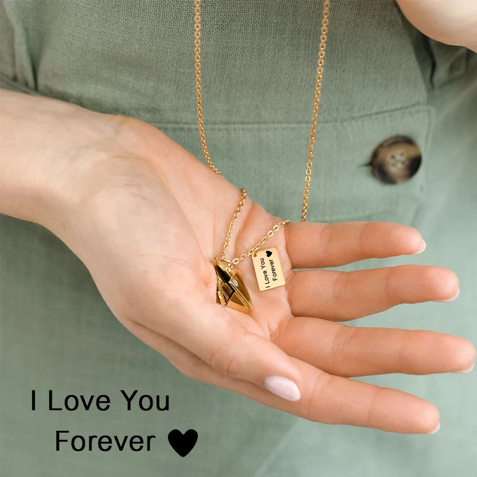 Cupimatch Collana Donna Busta Acciaio: Ciondolo Medaglione Forma Busta Apribile Lettera Amore Regalo Donna San Valentino Anniversario Festa della Mamma Colore Argento