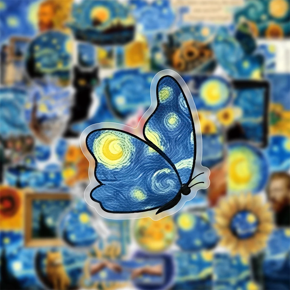Van Gogh Sunflower & Starry Sky Waterproof Art Stickers Set - Artsy Aesthetic Decoration Decals (10/30/50pcs)