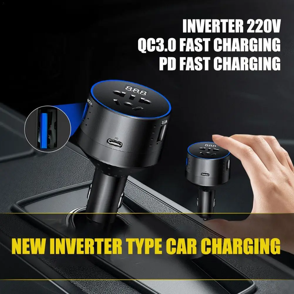 

Inverter Car Charger 12v 220v 110V PD Type-C QC3.0 USB Socket Car Charging Adapter 24V Auto Power Converter Conversor 12v A 220v