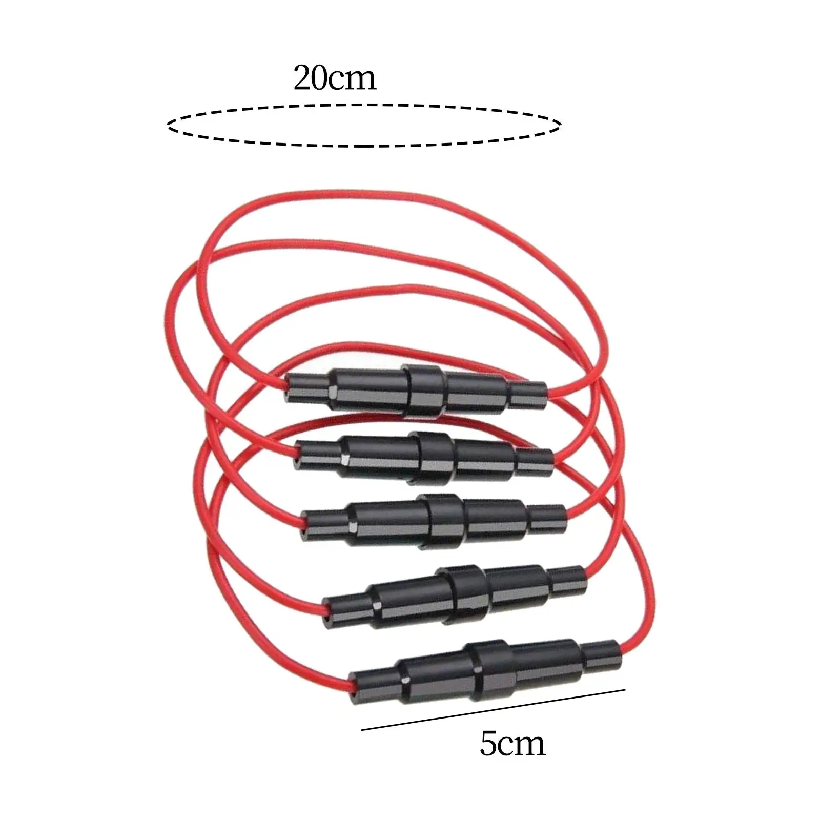 5 Pieces Fuse Holder 5x20mm Waterproof Durable 10A Black,7 Inches Long 18 Gauge AWG Wire for Standard Car Fuse Vans Cars