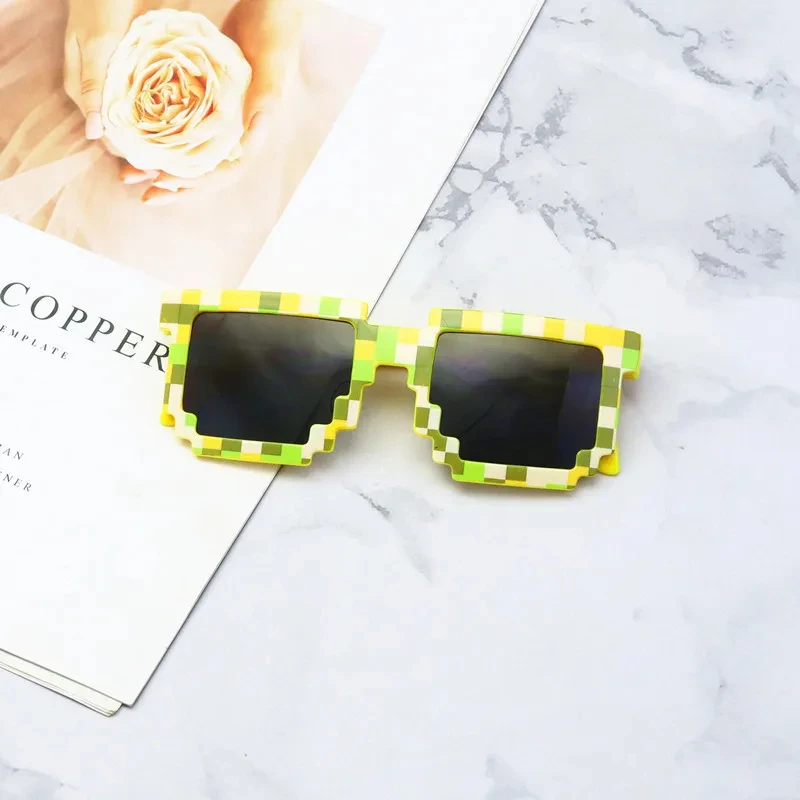 Driving Glasses Funny Sunglasses Kids Sunglasses Cosplay Action Game Toy Square Glasses Pixel Mosaic Thug Life Eyewear Driving Goggles