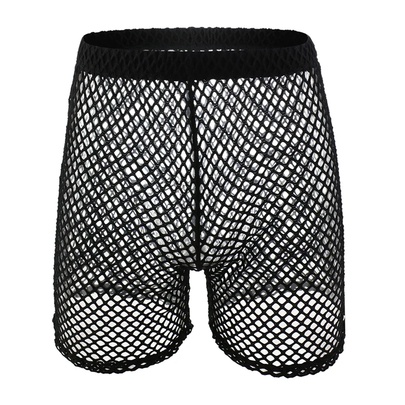 

Mesh Underwear Men's Boxers Hollow Sexy Sports Fishing Net Shorts Translucent Pajamas Men Boxershorts