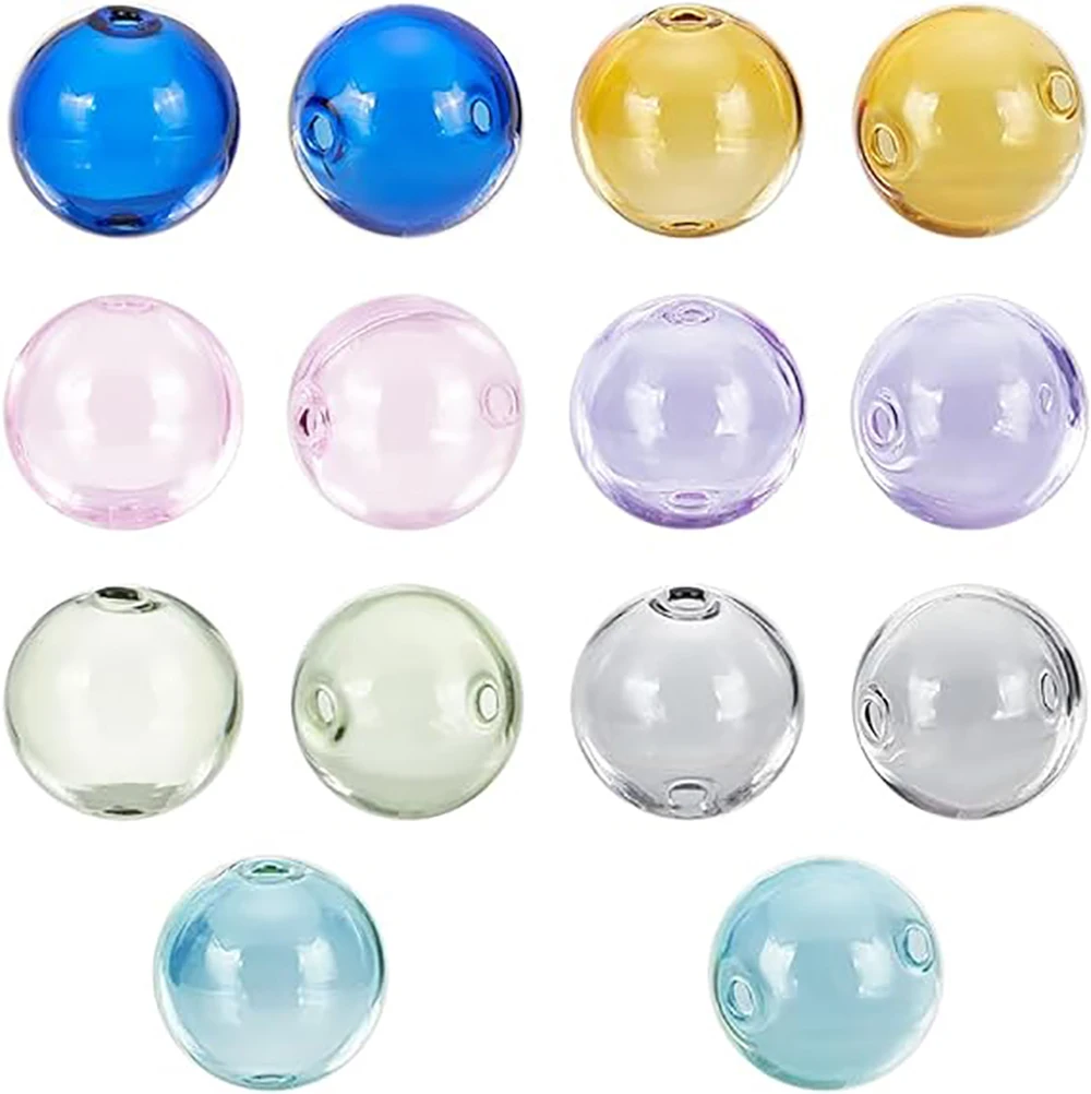 100Pcs Transparent Blow Glass Beads 18mm Round Globe Beads for DIY Earring Wish Ball Bottle Pendant Keychains Crafts Decor