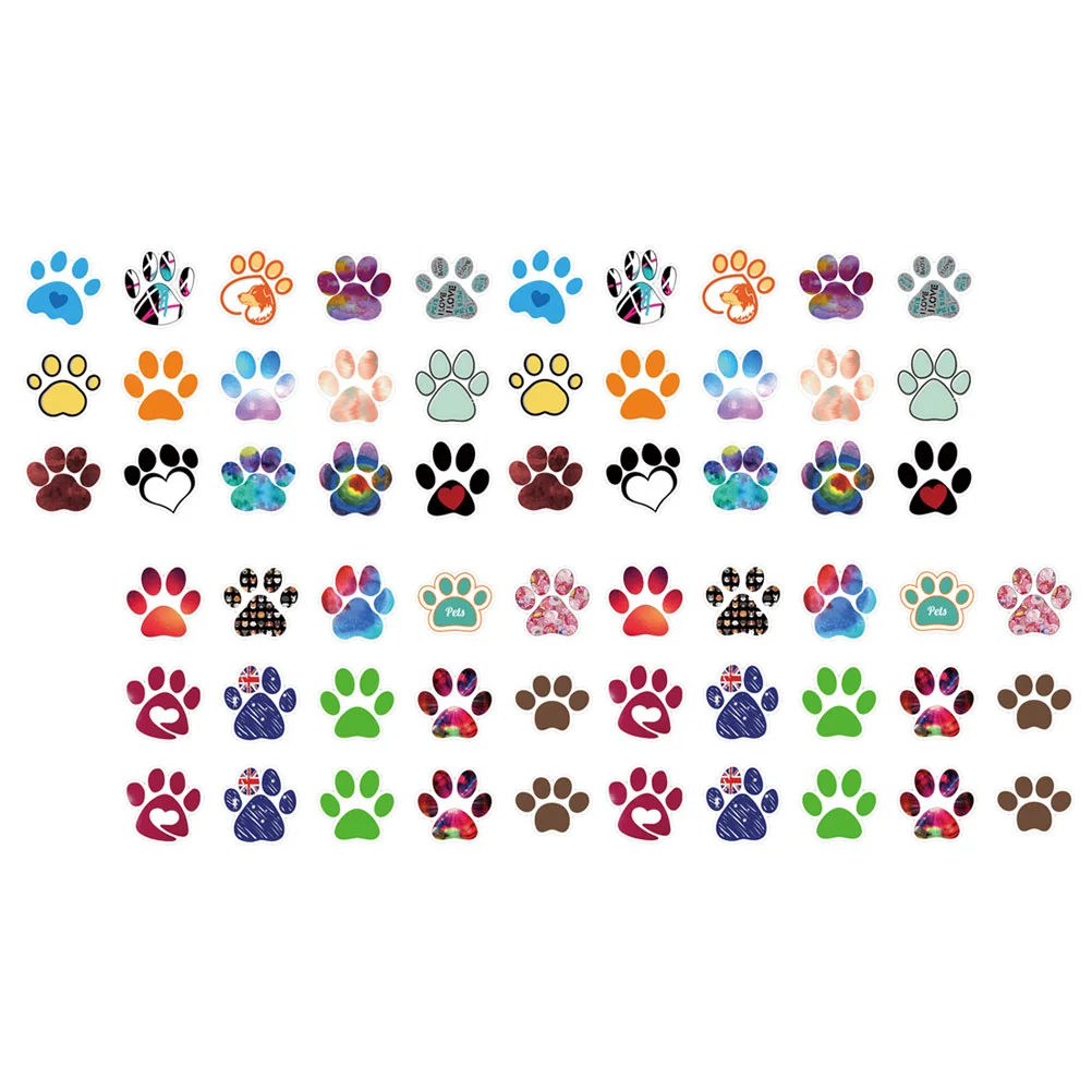 60 Pcs Wall Sticker Cute Paw Print Stickers Removable Pattern Decal Pvc DIY Scrapbooking