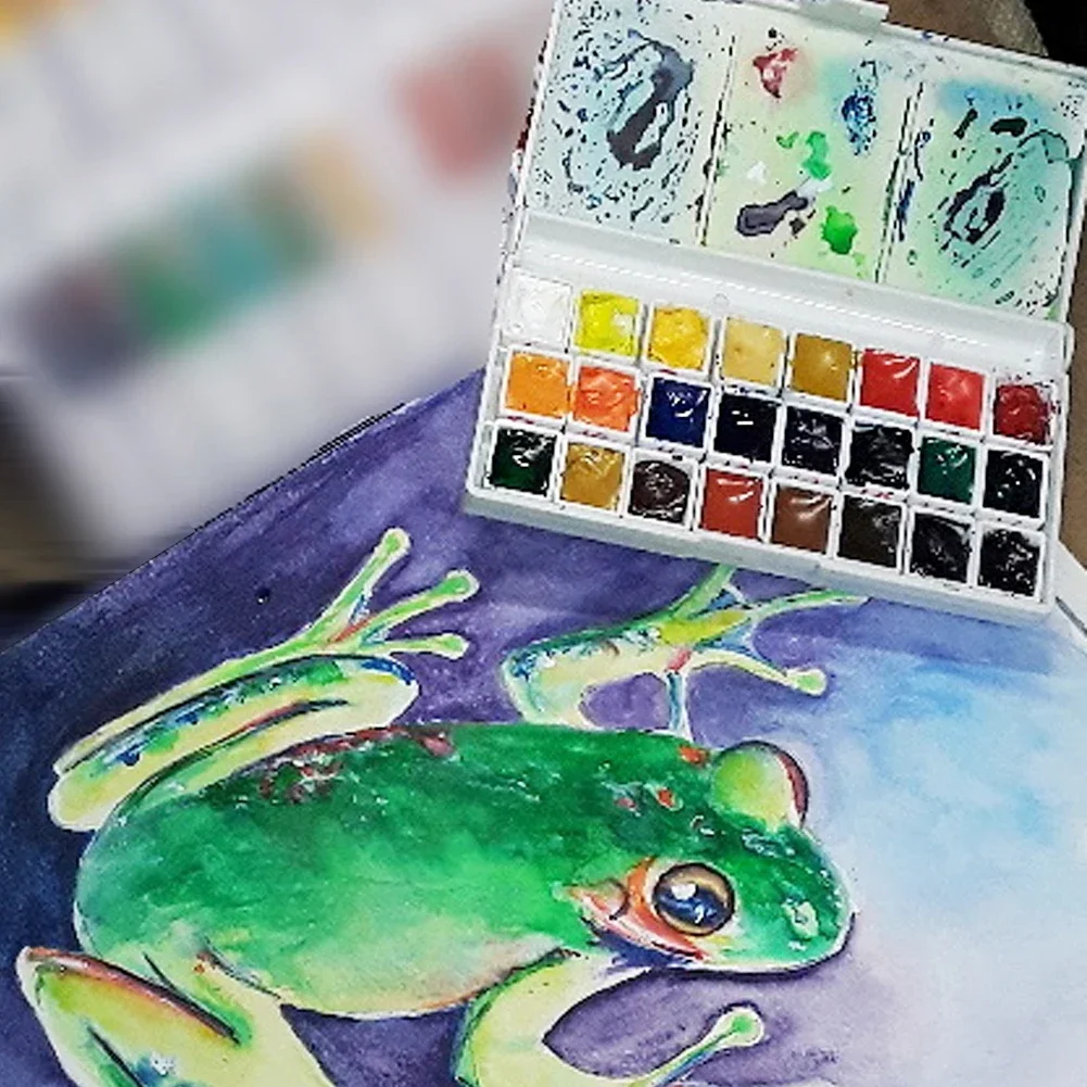 6/12/14/24pcs Empty Full/Half Pans White Half Pans Paint Plastic Watercolor Paint Grid Half Artists Palette Art Supplies