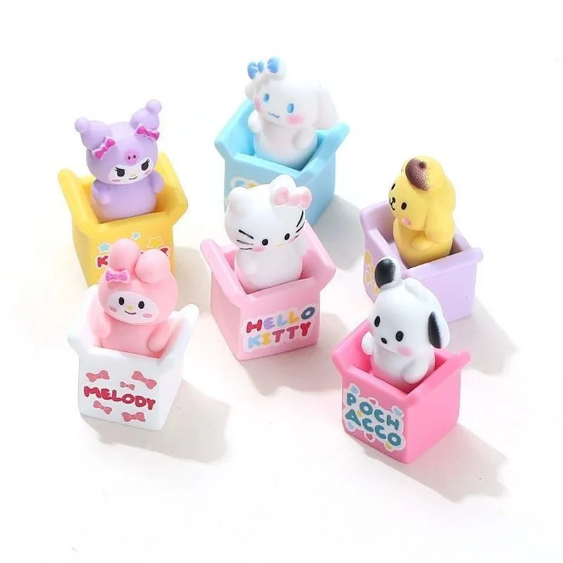 

Kawaii Sanrio Cinnamoroll Pachacco My Melody Cartoon Dollhouse Ornament DIY Gift Box Keychain Handmade Student Schoolbag Charm