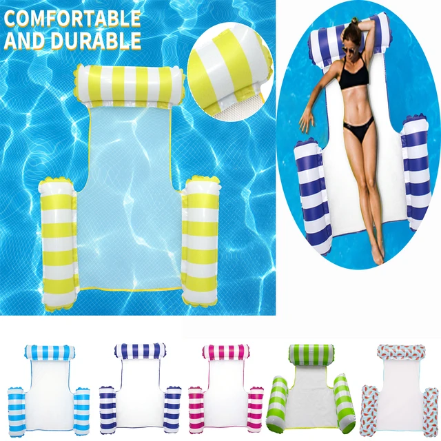 Striped Hammock w/ Armrest Pool Float Lounge Reusable Inflatable Pool Floats Recliner  Summer Outdoor Beach Supply Pool Accessor 1