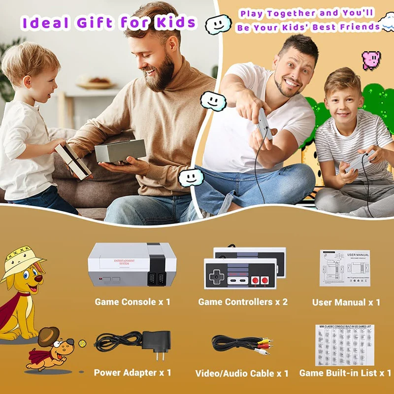 Video Game Console Game Console Retro Game Console NES 8 Bit Mini TV Video Console With Built in 620 FC Games AV Output Support Double Player