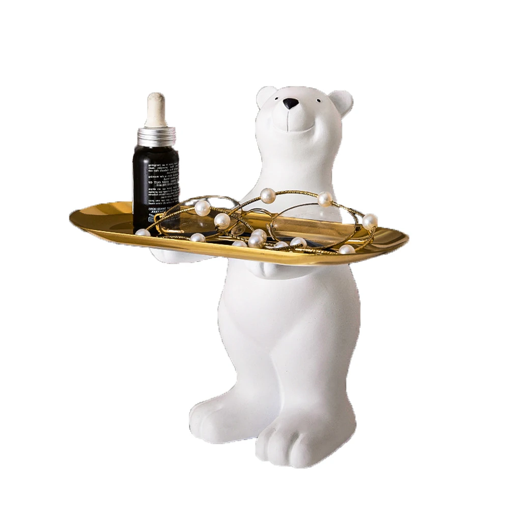 

Home Decor Modern Sculptures Resins Tray Statue For Decoration Home Office Storage Living Room Table Desk Bulldog Polar Bear