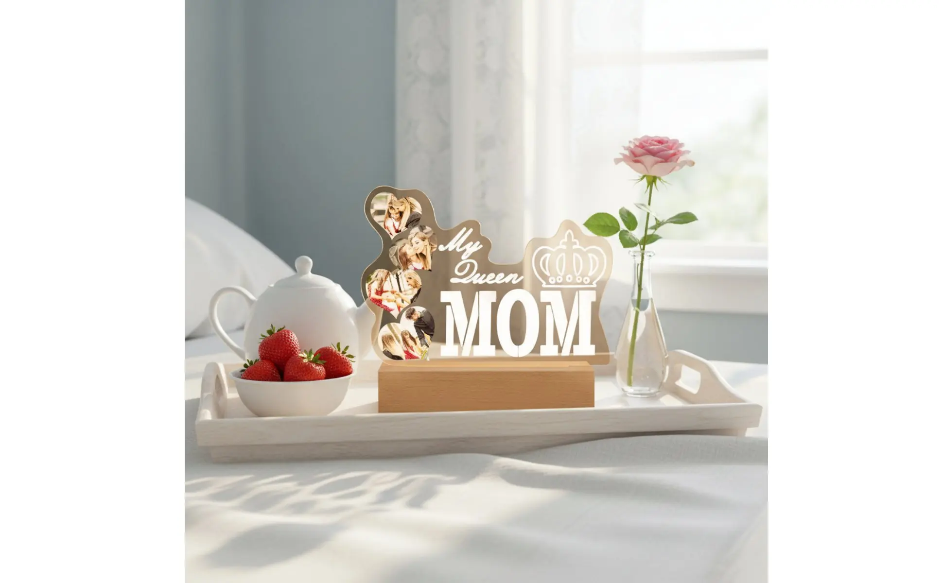 Personalized Photo Night Lamp Mother's Day Gift Acrylic Illuminated Lamp Engraved Acrylic Night Lamp Plug-in Powered Mom Photo