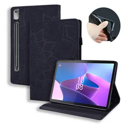Cute Cat Flower Wallet Tablet Cover for Xiaoxin Pad Pro 12.7 (Black-flower)
