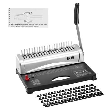SucceBuy Binding Machine Comb Binding Machine 21Holes Binding 450 Sheets Book Binder Machine with 100 PCS 3/8'' Comb Binding Spines 1