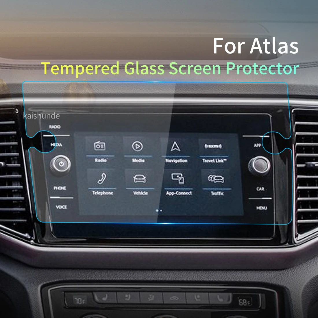 

Car Stickers Meters Screen Protector For Carplay VW Atlas 2023 Tempered Glass Protective Film Display Navigation Auto Accessory