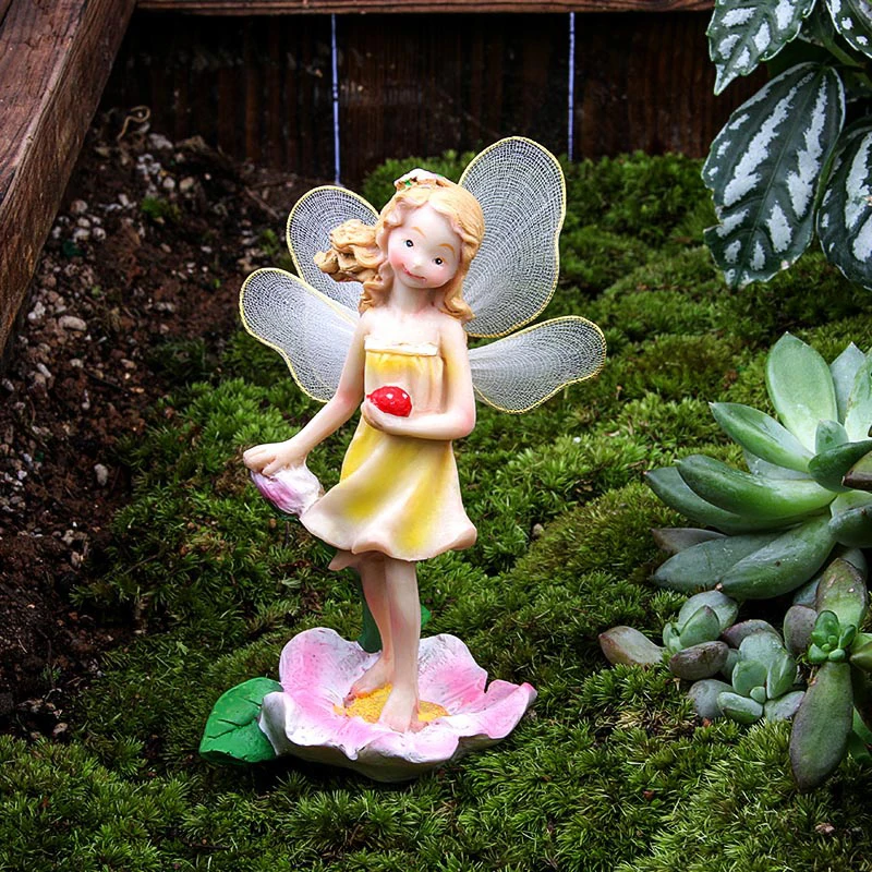 4x Flor de hadas Estatuilla En Miniatura Casa De Muñecas Decoración De Jardín Decoración 