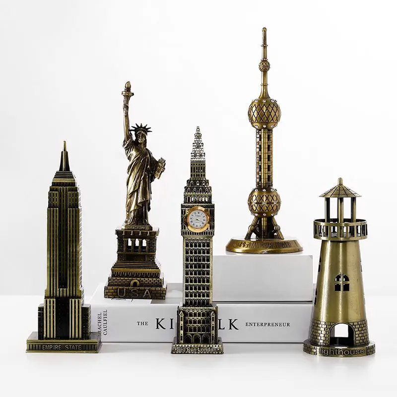 Ornament Crafts Miniature Figurines BJ02 Metal World Famous Building Architecture Model Statue Landmark Tourist Souvenir Home Office Decoration Desk Decoration
