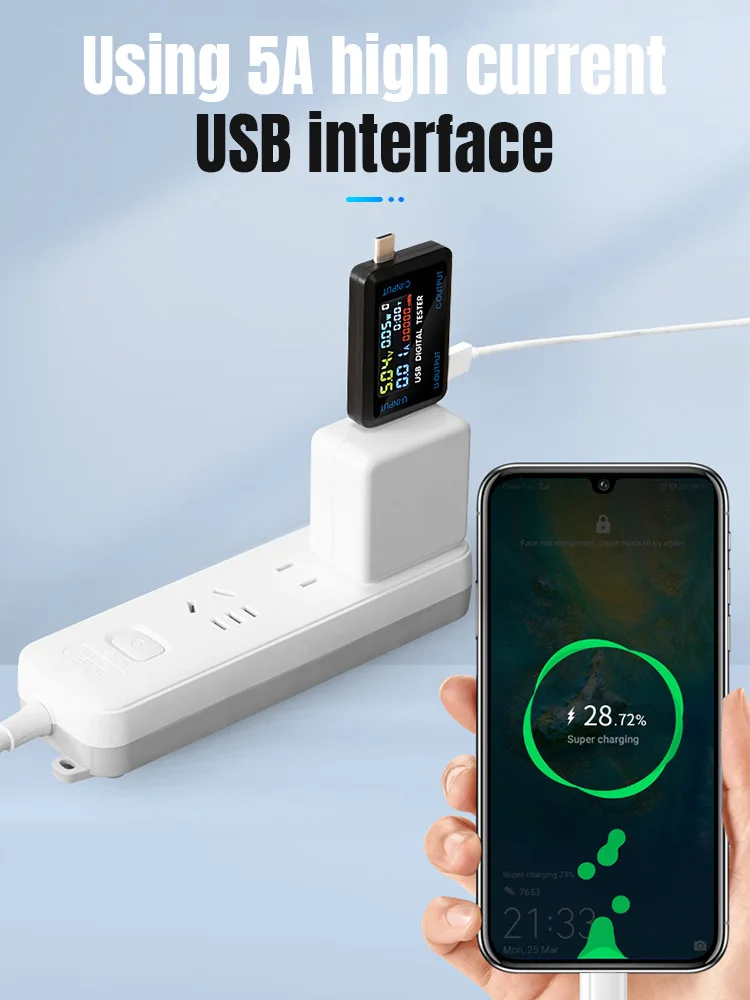 USB 전원 계량기 전류 전압 저항계, 실시간 모니터링 충전기, 충전 케이블, 전자 전력 테스터, DC4.5 V 36V