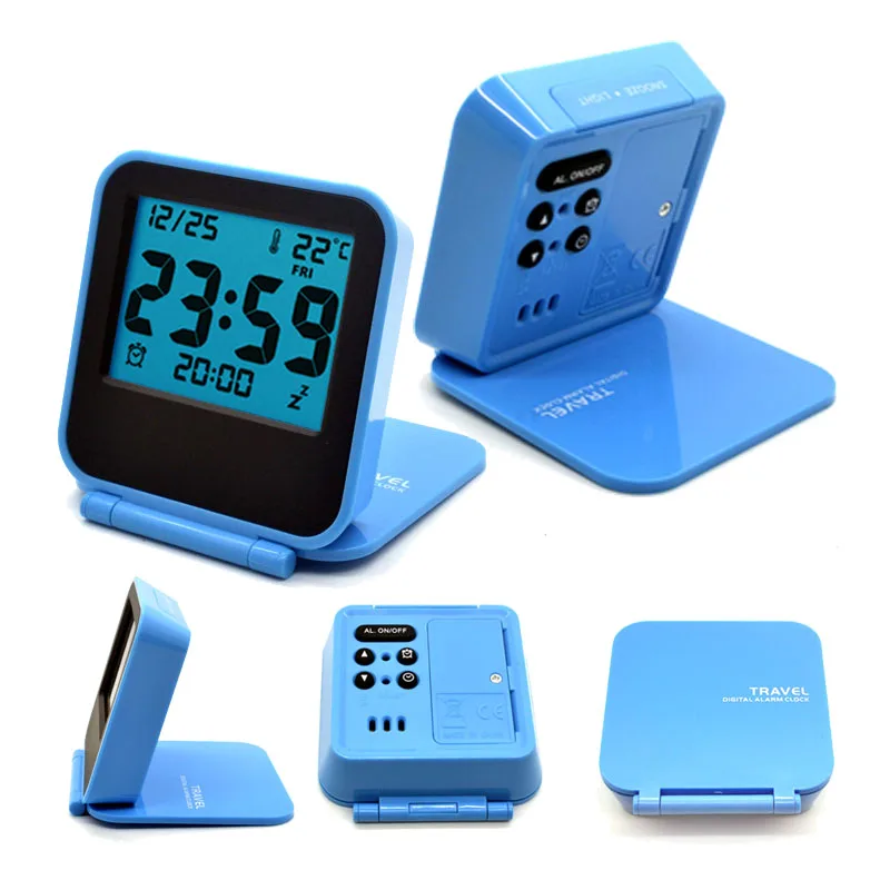 DigitalDeskClockAlarmClockBedsideSquareShapeFoldableCoverand
