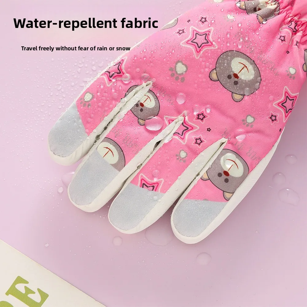 Waterproof Polyester Kids Ski Gloves Warm Winter Mittens