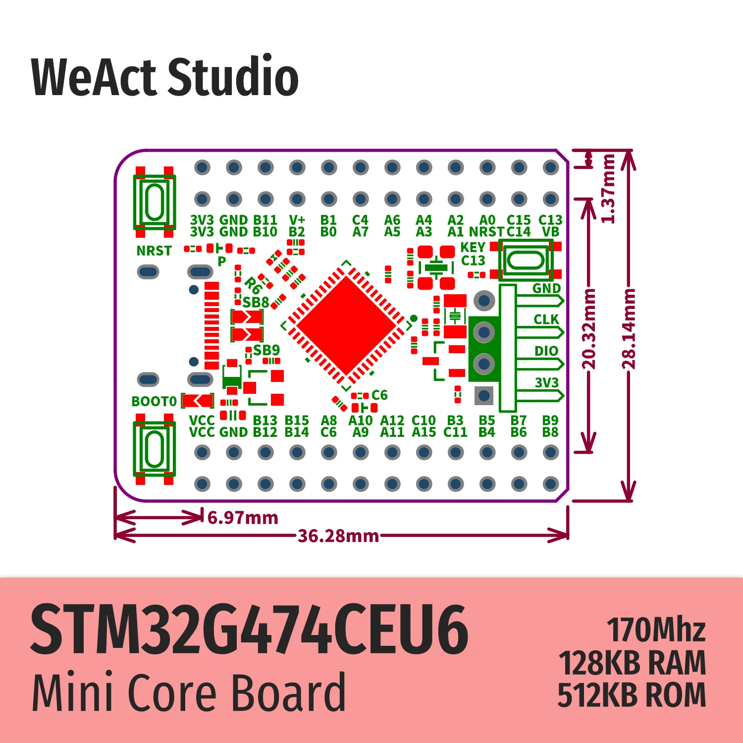 Placa de Demonstração Weact Core Board Stm32g474ceu6 Stm32g474 Stm32g4 Stm32 - Imagem 2