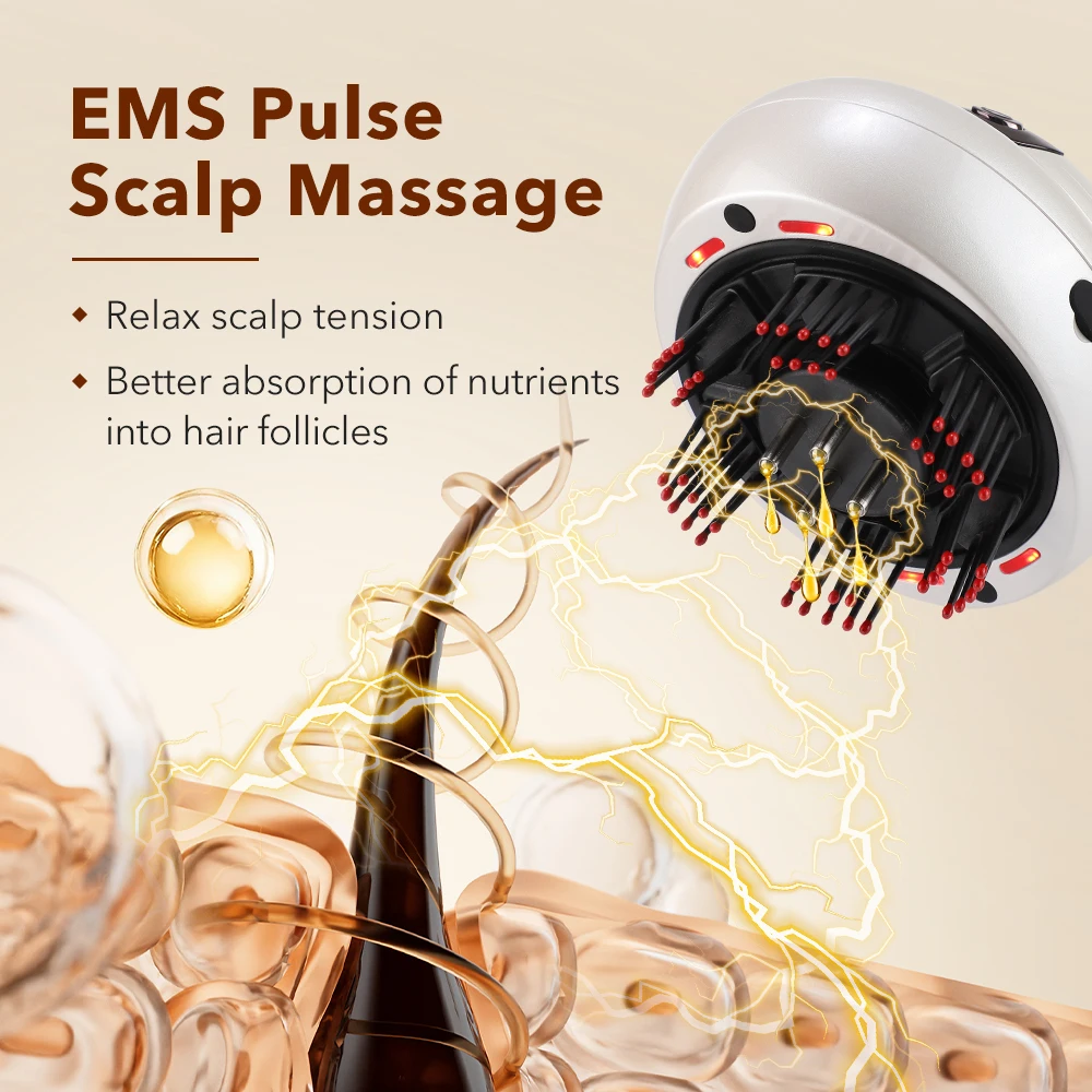 Portable Red Light Head Massager 660nm with Mist Spray Kneading Scalp Relaxation Machine Oil Applicator for Head Massage