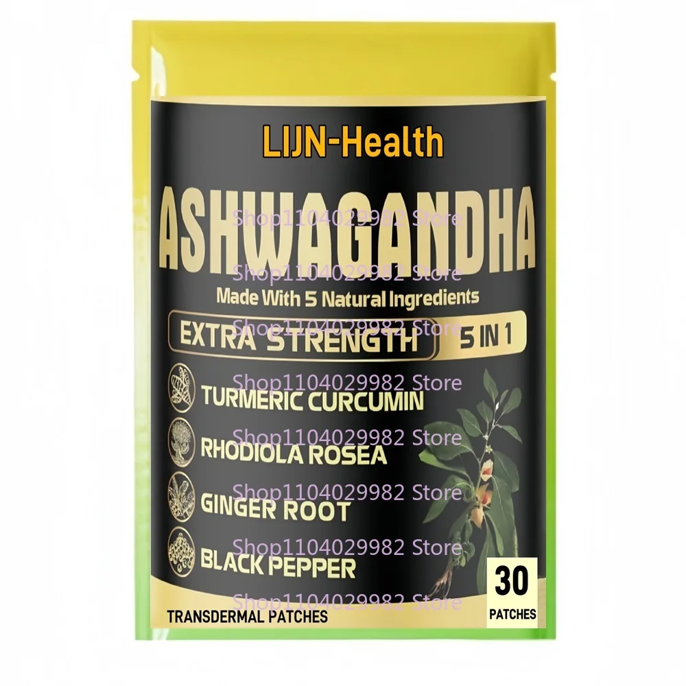 30 Patches Ashwagandha Transdermal Patches with Rhodiola Rosea Ginger Black Pepper-Strength Immune Support