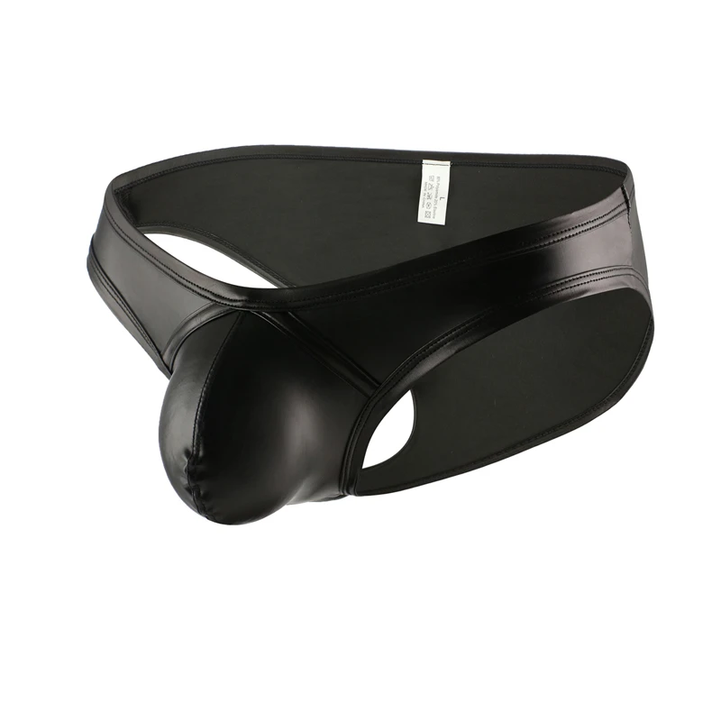 Men's Faux Leather Erotic Bikini Briefs