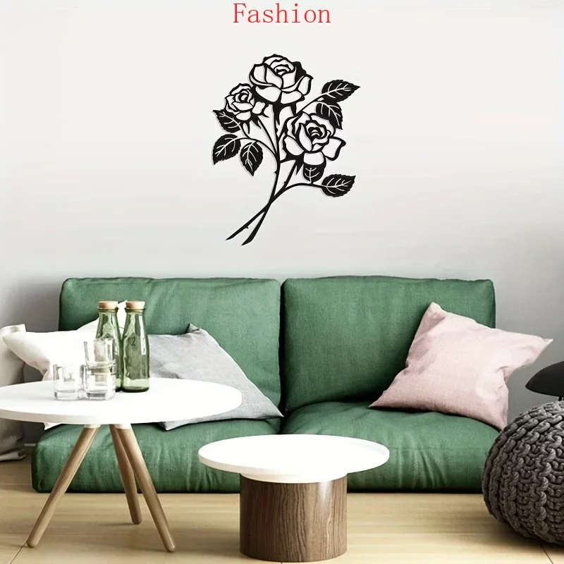 

TV Background Home Decoration Metal Wall Mounted Decoration Art Rose Flower Silhouette Wall Decor Living Room Bedroom Decoration