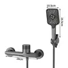 Waterfall Bathtub Faucet Set Handheld Shower Head Wall Mounted Brass Bathroom Tub Filler Waterfall Spout Hot and Cold Mixer Tap 3