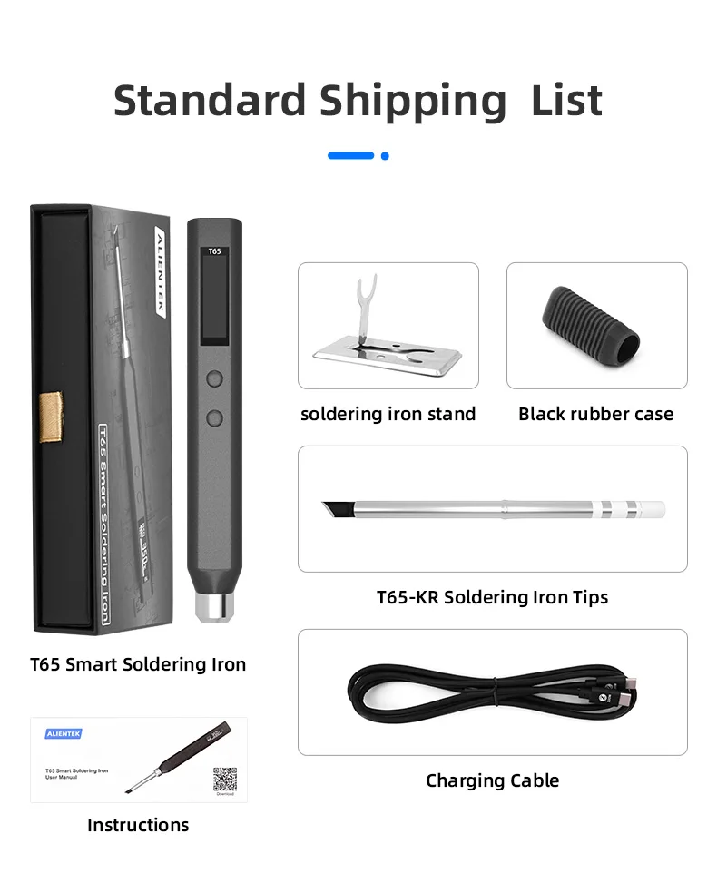 T65 Soldering Iron Adjustable Temperature Smart Electric 65W Fast Heat Portable