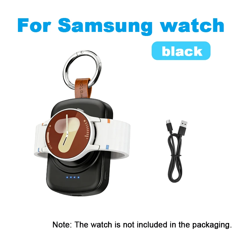 Magnetic Wireless Portable Watch Charger with 1800mAh Battery and USB Type-C Fast Charging