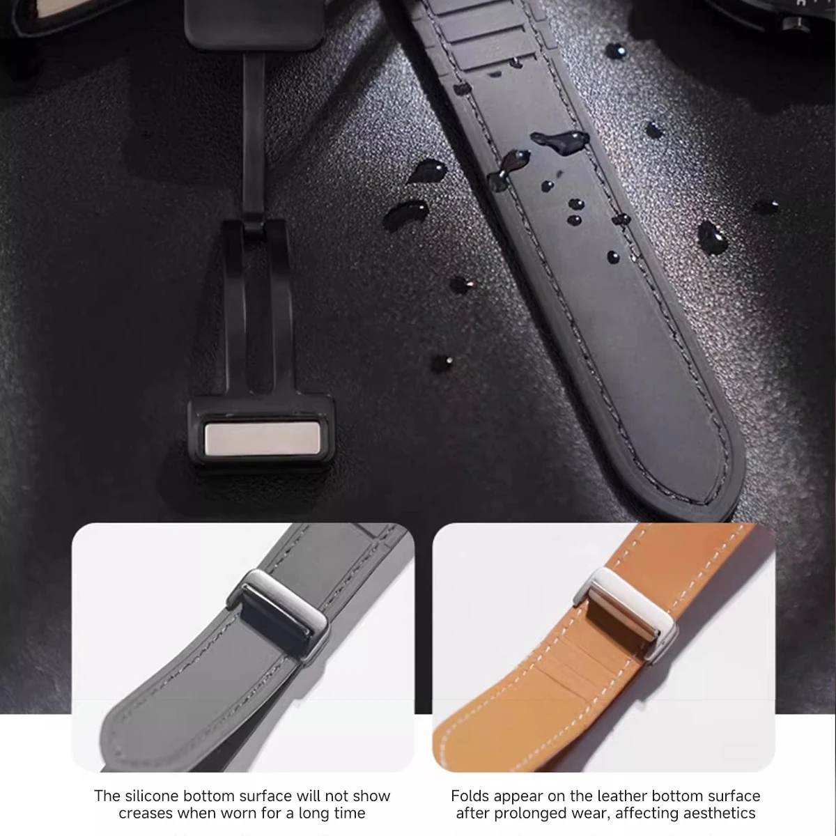Magnetic Buckle Leather Silicone Watch Band Bracelet
