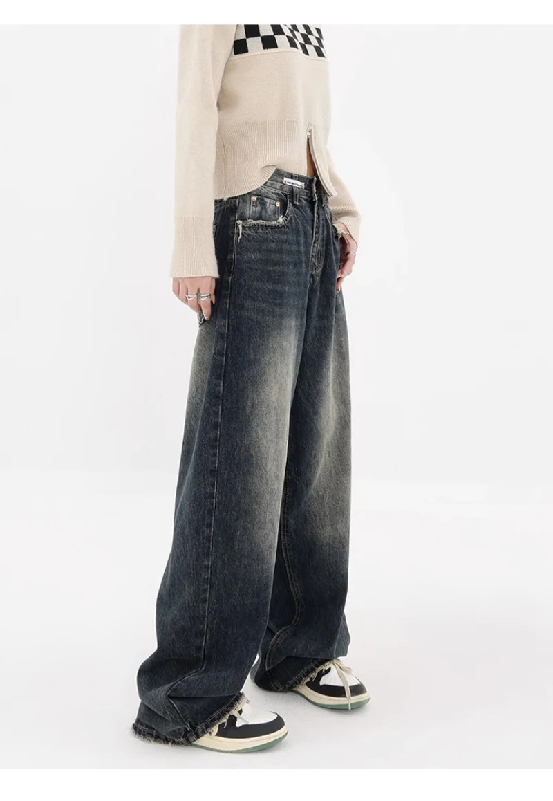 Harajuku Y2K Loose Jeans Women's Streetwear Retro Fashion High Waisted Pants High Street Loose Wide Leg Denim Pants Women 5