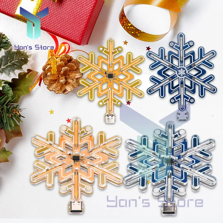 

Type-C Snowflake Lamp Touch Infinite Dimming Lights Soldering Kits Solder Practice Crafts Module For DIY Christmas Decorations