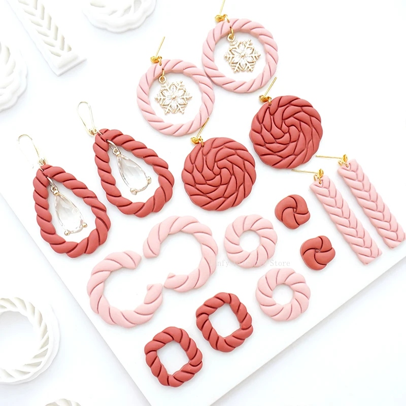 Hollow Ring Polymer Clay Cutter Twist Texture Polymer Clay Earring Mold DIY Holiday Party Earring Pendant Shape Pottery Tools polymer clay tools,pottery sculpting tools,clay sculpting tools,pottery tools,clay craft tool