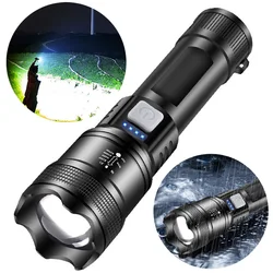 XHP50 High Power Flashlight Power Display Powerful LED Flashlight 2500mAh Powerful Zoom Lamp Mobile Power Bank for Power Outages