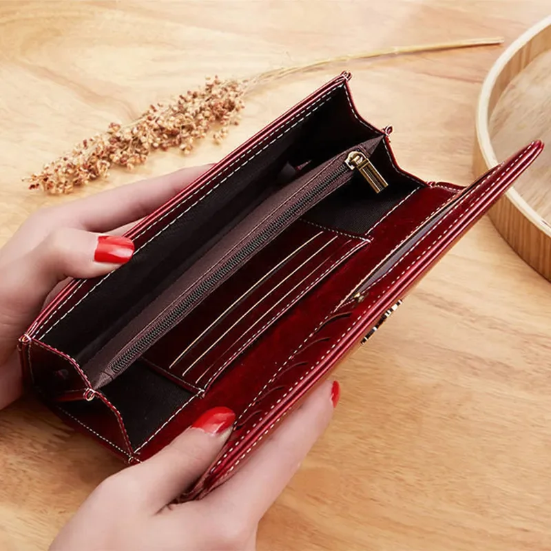 Women's Leather Wallet	Woman Luxury Long Wallets Fashion Women Purses Money Bags 2023 Handbags Womens Purse Cards Holder