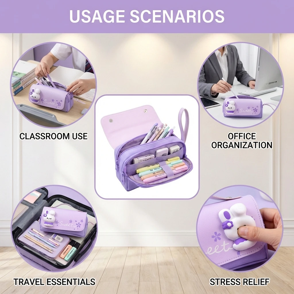 학생과 직장인을 위한 스트레스 해소 장난감이 포함된 연필 파우치 대용량 방수 정리 가방