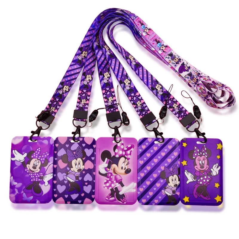 

Disney Mickey ID Badge Holder Lanyard Girl Credit Card Case Neck Strap Boys Card Holder Phone Rope Credentials Accessories Gifts