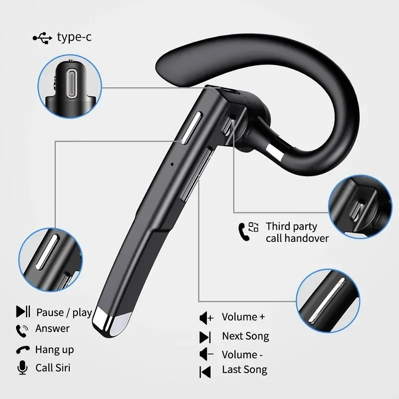 YYK-520 Wireless Headset Gaming Earphone with Built-in Mic for Driving Business Office Compatible with All Smart Phone 5