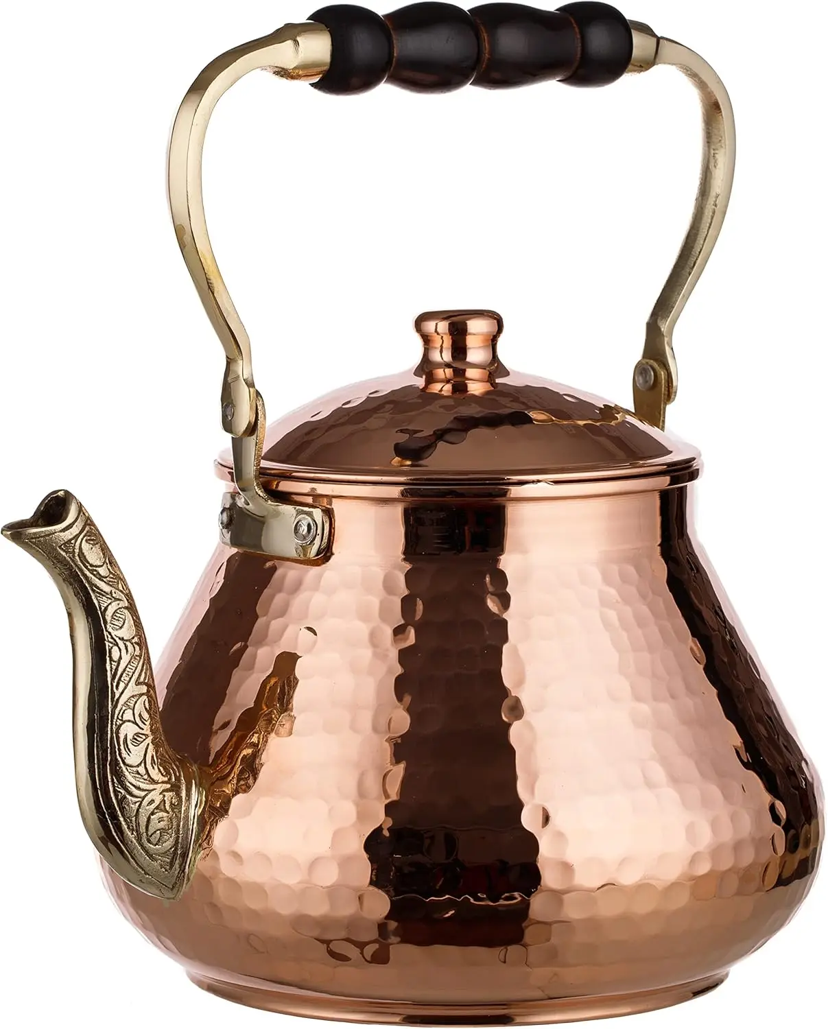 Large Copper Teapot, 1mm Thick, Hammered, Handcrafted in Turkey, 3 Quarts (2.8L)