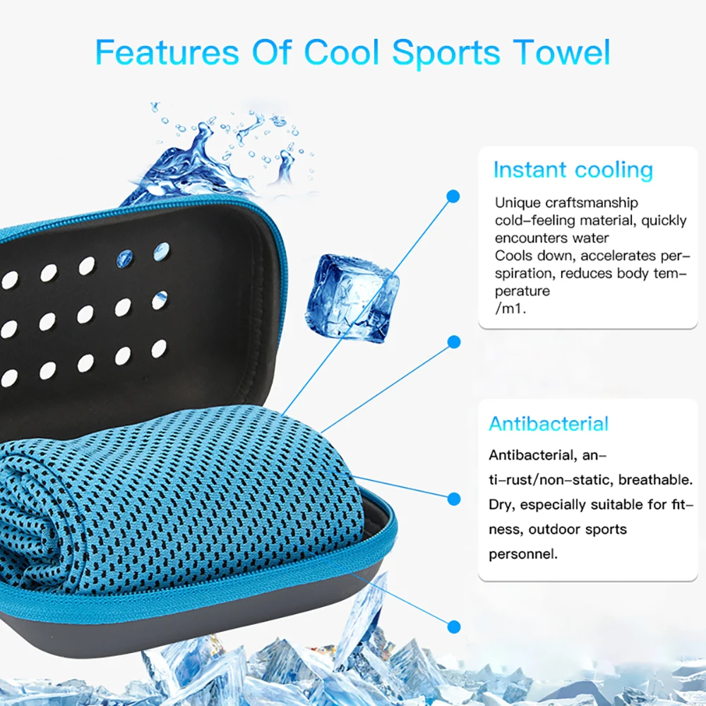Sports Towel Fiber Cold Feeling Silicone Sleeve Compressed Cooling Sweat Absorption Quick Drying 100% Polyester