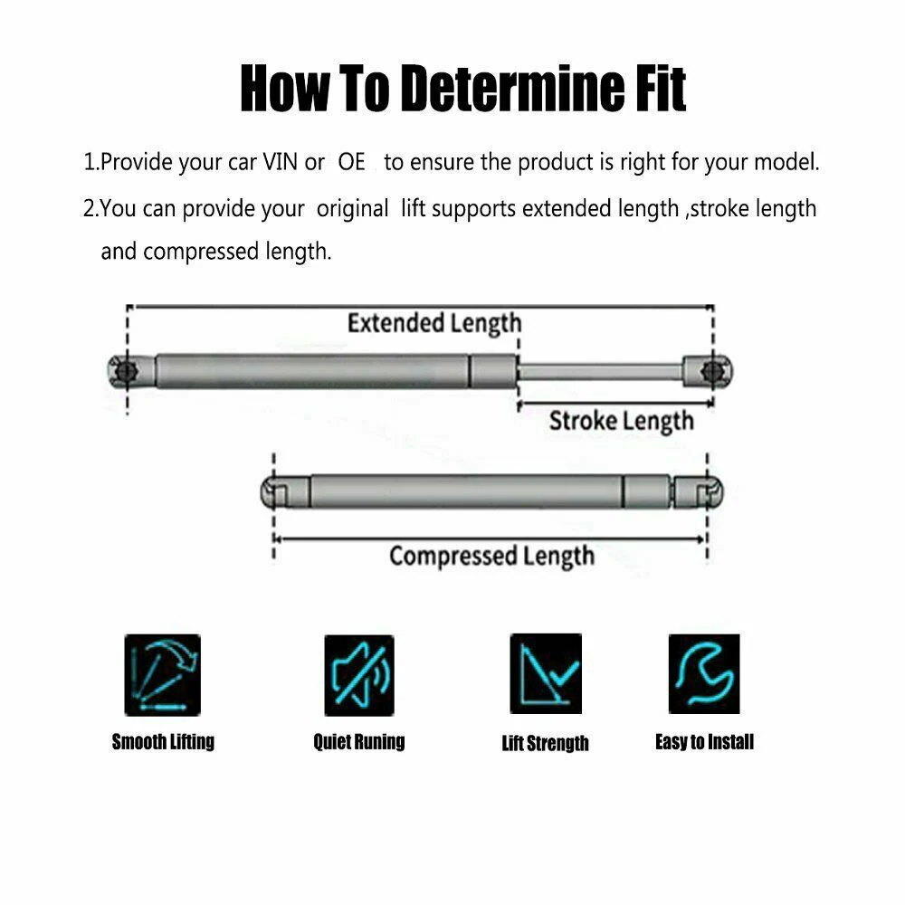 2 Front Hood Lift Supports Struts Shocks Springs Gas Prop For Kia Amanti 2004 2005 2006 Extended Length:20.99in