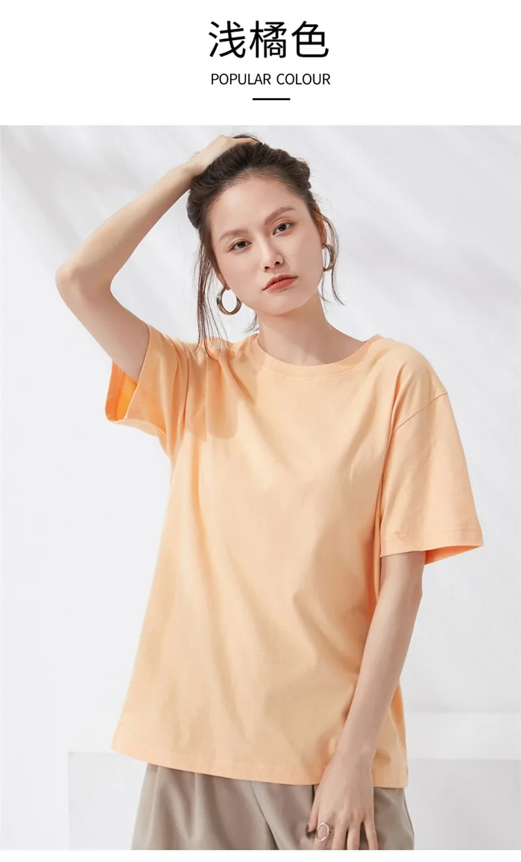 Women T-shirts 2024 Summer Tops Solid Short Sleeve Loose O-neck 100% Cotton Casual Ladies Shirts Harajuku Korean Woman Tshirts