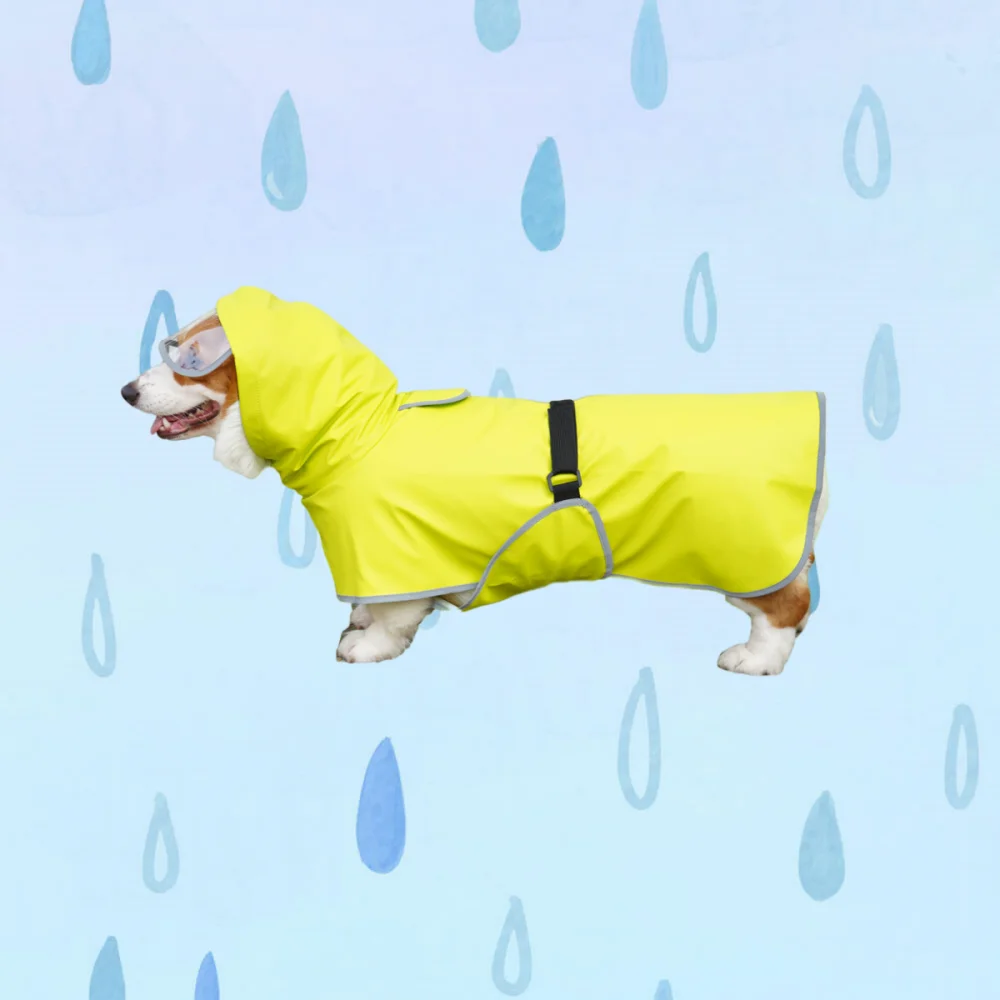 Small Medium Large Dog raincoat All Inclusive Corgi Teddy Law Cloak Rain Cloak Large Dog Clothes Protect Belly Pet Raincoat